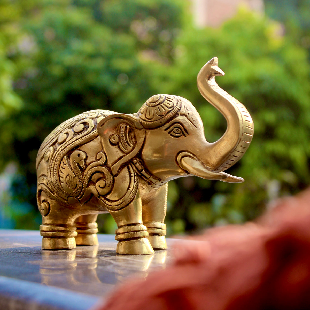 Brass Elephant Showpiece | Vastu Raised Trunk Figurine