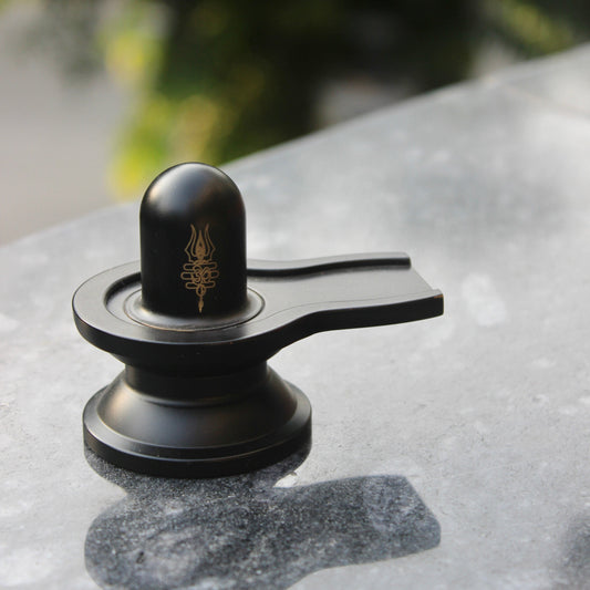 Black Shiva Lingam | Brass Shivling Idol | Spiritual Home Decor