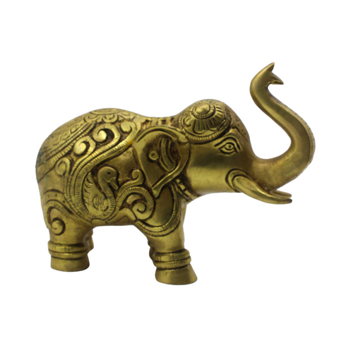 Brass Elephant Showpiece | Vastu Raised Trunk Figurine