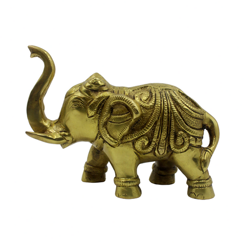 Antique Finish Gaja Figurine | Golden Good Luck Décor