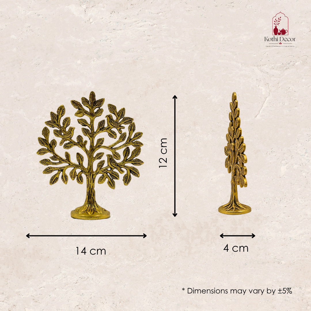 Kalpavriksha Tree of Life with 3 Birds – Golden Tree with Birds