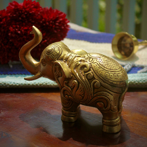 Brass Elephant Showpiece – Animal Accent