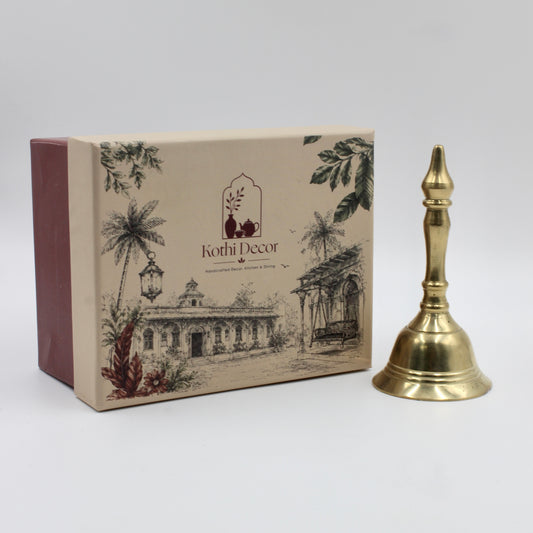 Brass Kalash Pooja Bell | Handcrafted Aarti Ghanti | Spiritual Home Decor (Approx 12 cms tall)