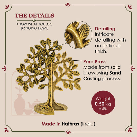 Brass Kalpavriksha Tree | Vastu Tree of Life with layered branches| Wish Fulfilling Tree (Approx 17 cms tall)