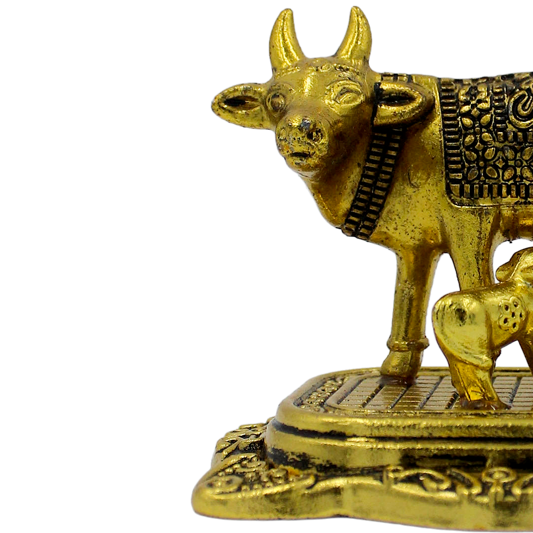 Kamadhenu Cow and Calf Figurine – Gomata Decor