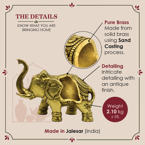 Brass antique Finish Gaja Figurine – Golden Good Luck Décor