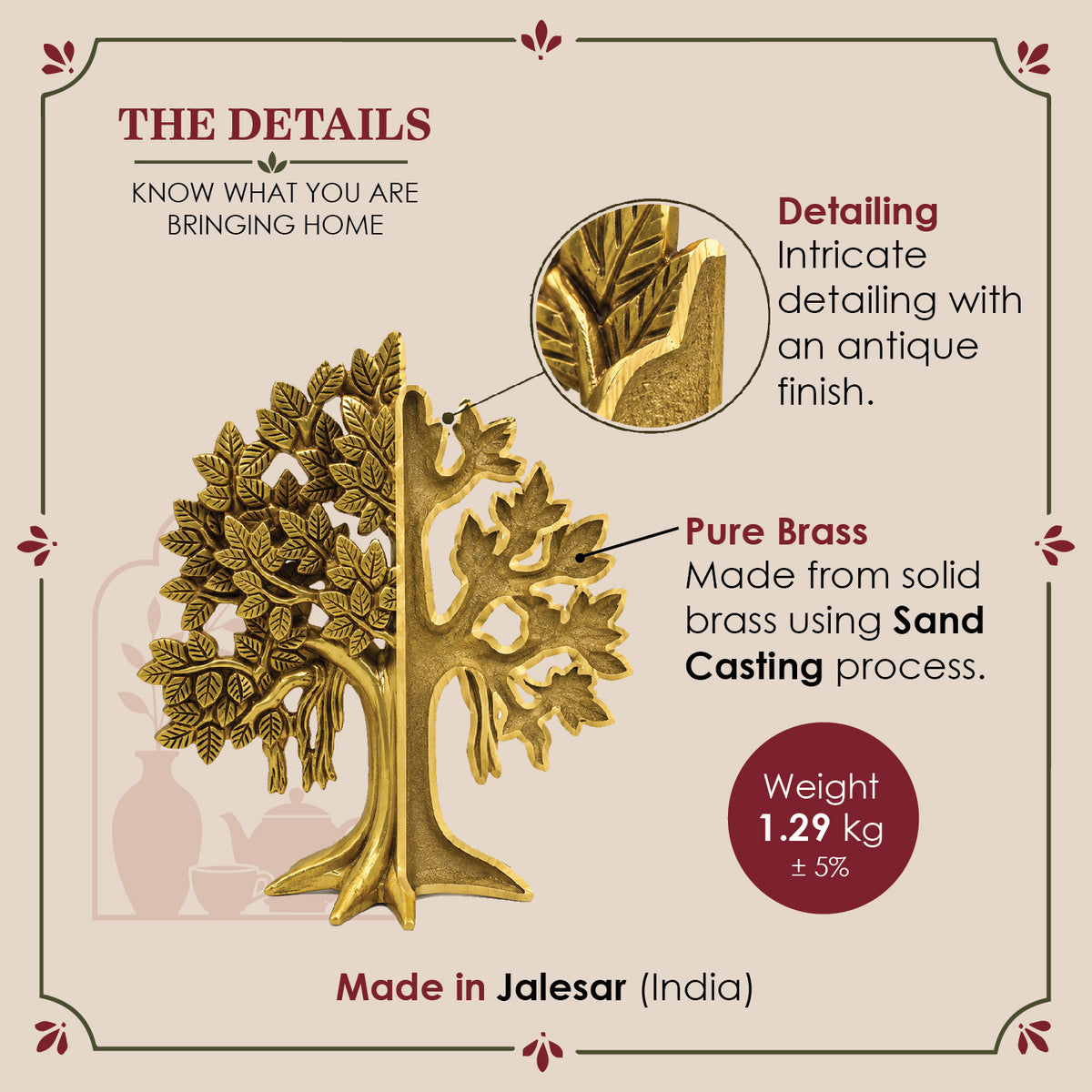 Brass Kalpavriksha Tree – Tree of Life Decor with multiple layered branches