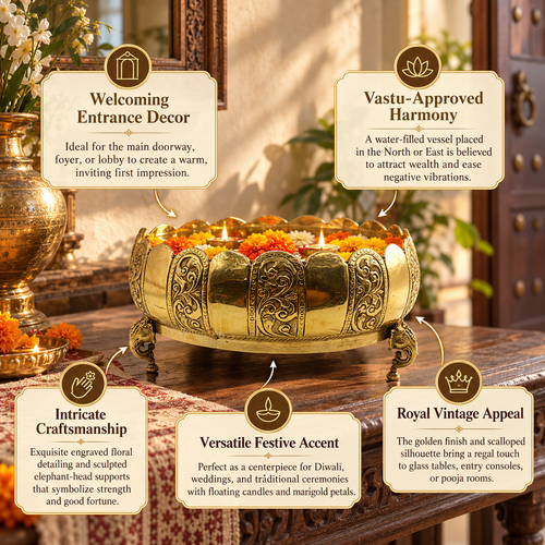 Brass Urli Bowl – Diwali Centerpiece