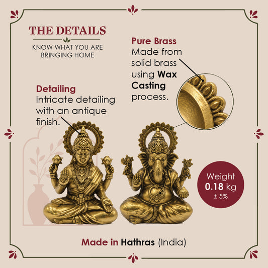 Laxmi Ganesh Idols | Brass Pooja Murti | Antique God Statues