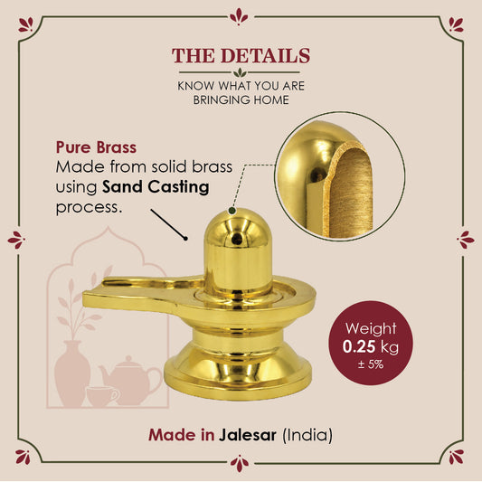 Golden Brass Shivling - Traditional Shiva Lingam - Pooja Room Murti