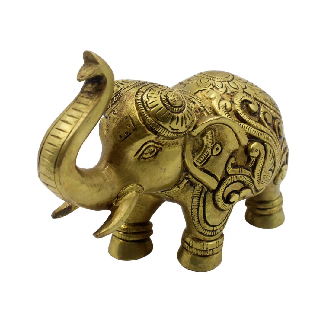 Animal Accent – Brass Elephant Showpiece by Kothi Decor