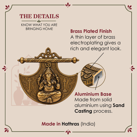 Antique Ganesha Wall Decor | Copper Finish Ganapati Art | Vastu Entrance Hanging