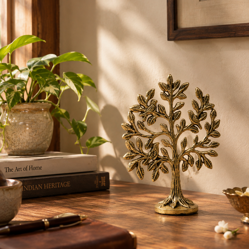 Kalpavriksha Tree of Life with 3 Birds | Vastu Golden Décor