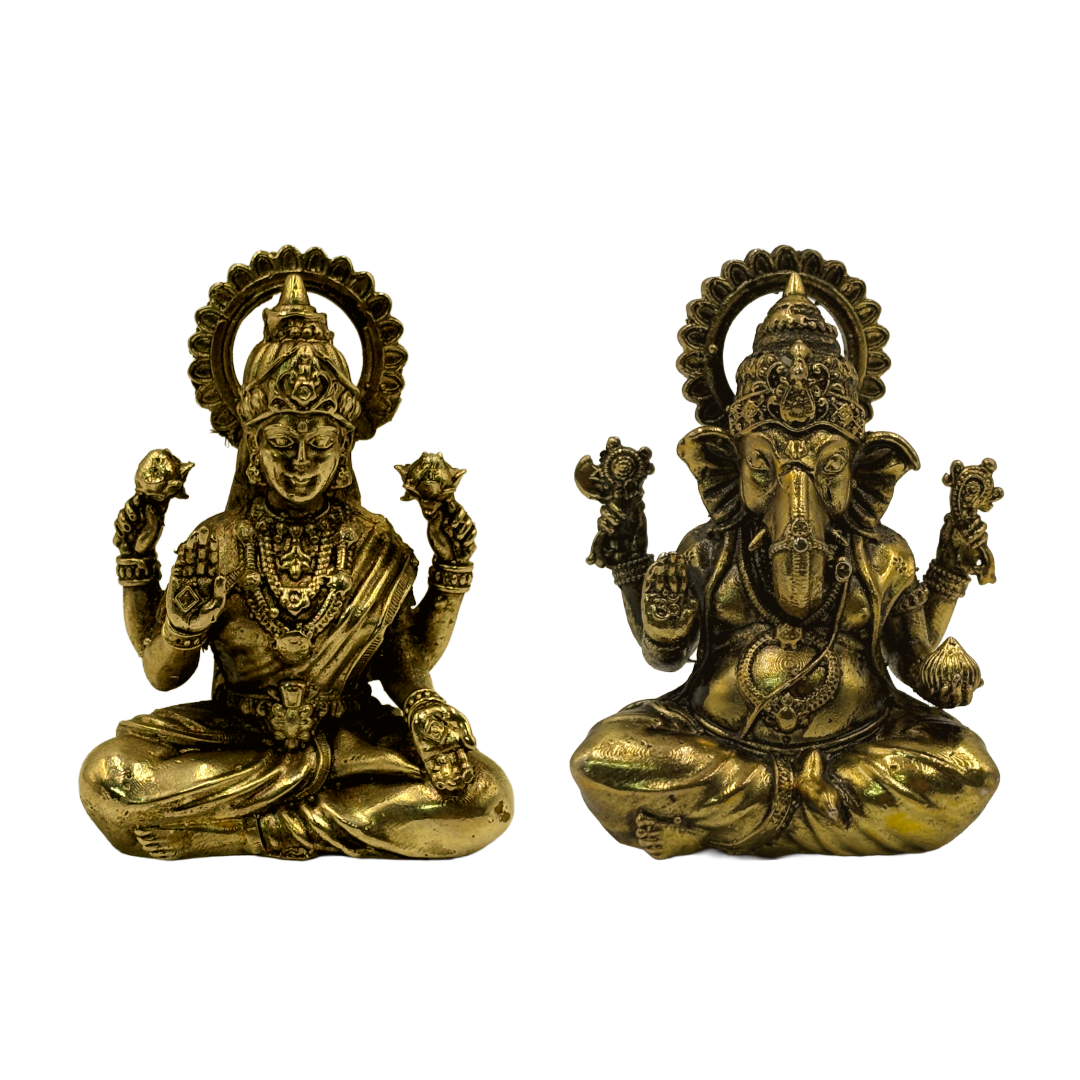 Laxmi Ganesh Idols | Brass Pooja Murti | Antique God Statues