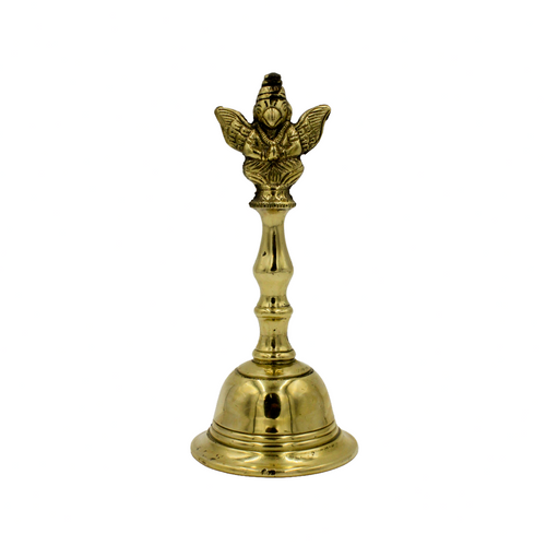 Large Brass Garuda Bell, Heavy Aarti Ghanti, Vaishnava Mandir Decor