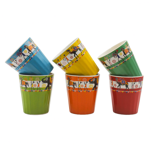 Colorful Folk Art Mugs – Ceramic Tribal Print Cups