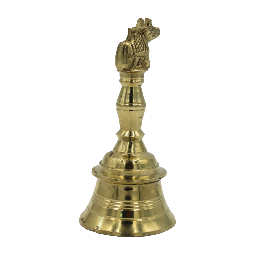 Brass Nandi Ghanti, Traditional Shiva Pooja Bell, Heavy Mandir Handbell