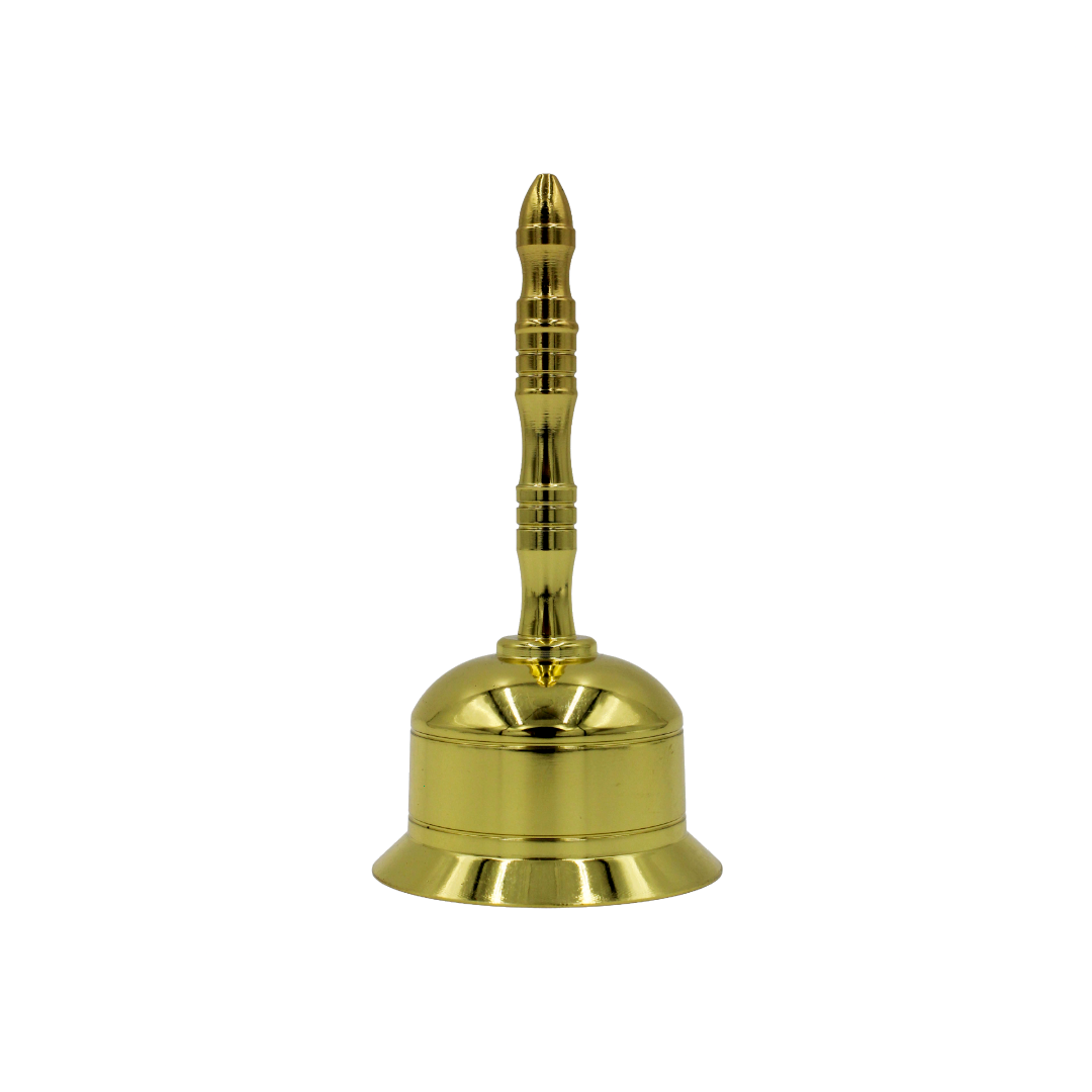 Brass Pooja Bell, Traditional Hand Ghanti, Spiritual Mandir Accessories