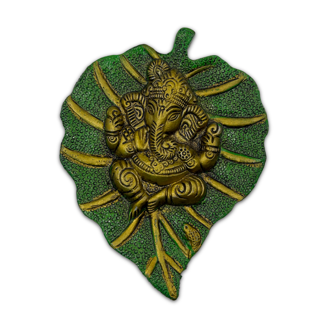 Ganesha Leaf Wall Decor | Lord Ganesha Showpiece | Entrance Wall Idol