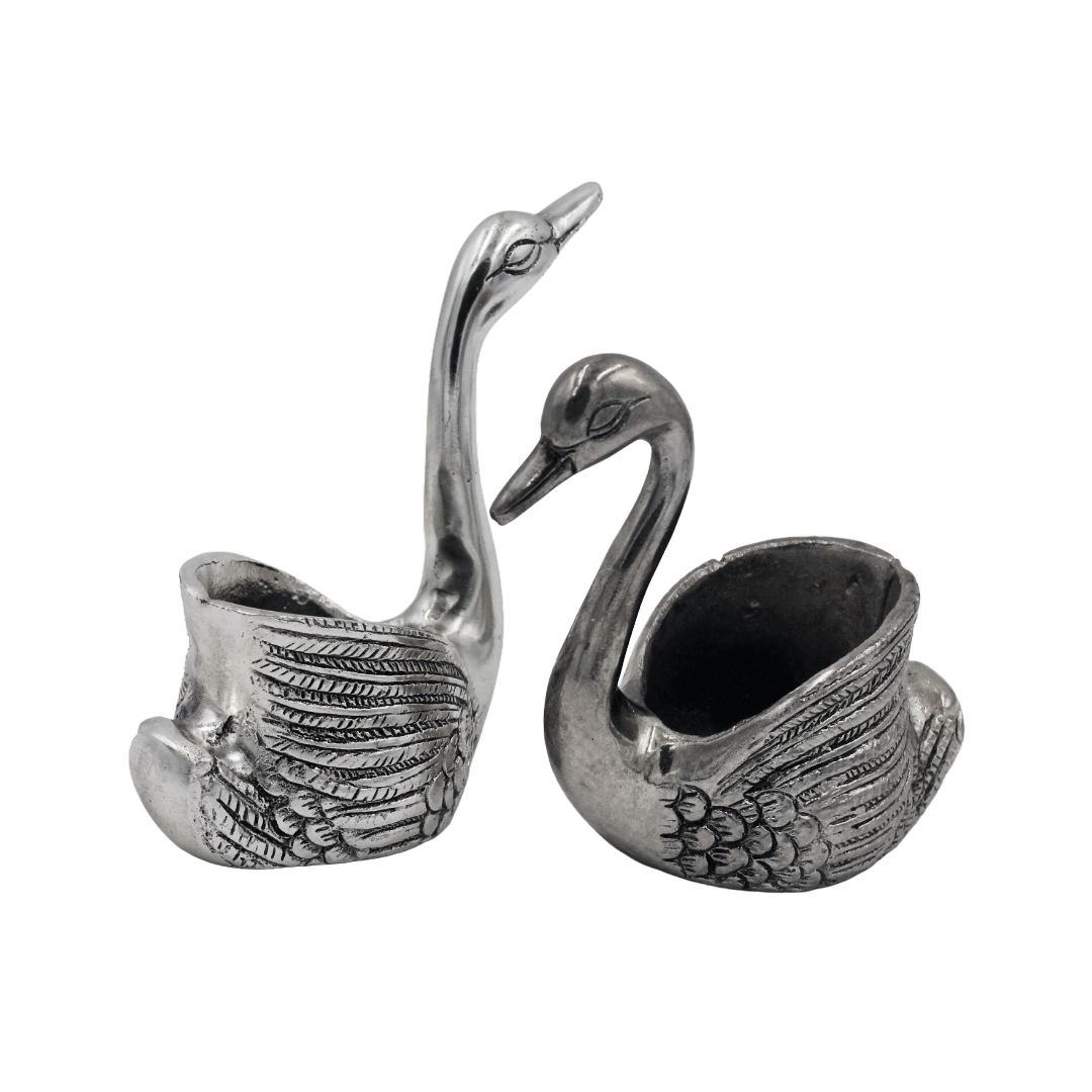 Silver Tea Light Holder – Swan Candle Holder by Kothi Decor