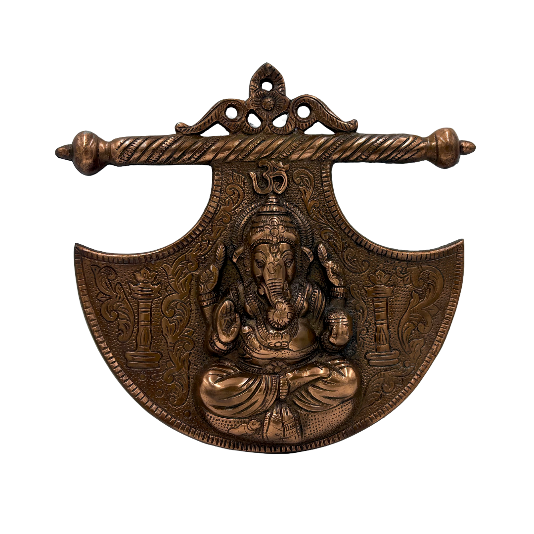 Antique Ganesha Wall Decor | Copper Finish Ganapati Art | Vastu Entrance Hanging