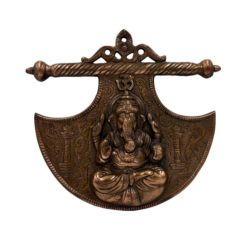 Antique Ganesha Wall Decor | Copper Finish Ganapati Art | Vastu Entrance Hanging